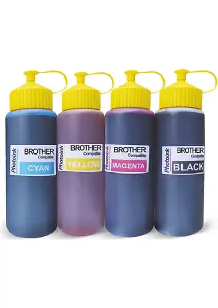Photoink Brother Yazıcılar İçin 4 Renk 500 Ml Uyumlu Mükemmel Kalite Mürekkep Seti