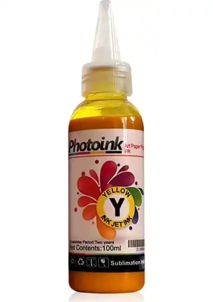 Photoink Süblimasyon Transfer Baskı Mürekkebi Sarı 100g yüksek renk canlılığı ve dayanıklılık