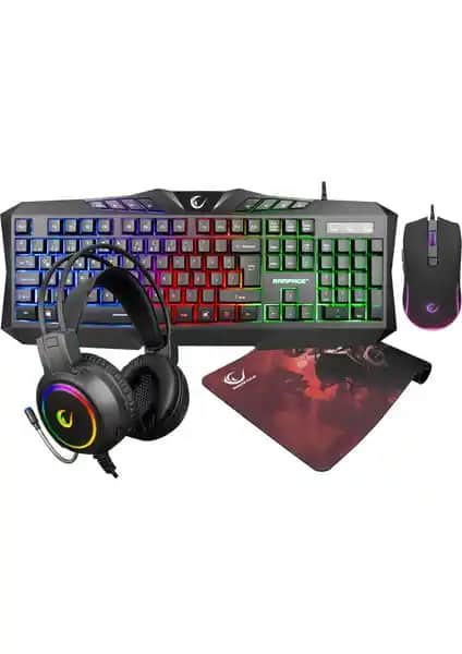 Rampage KM-404 Argentı Rainbow Ay<dı>nlatmalı USB Gaming Combo ile Oyun Deneyiminizi Geliştirin