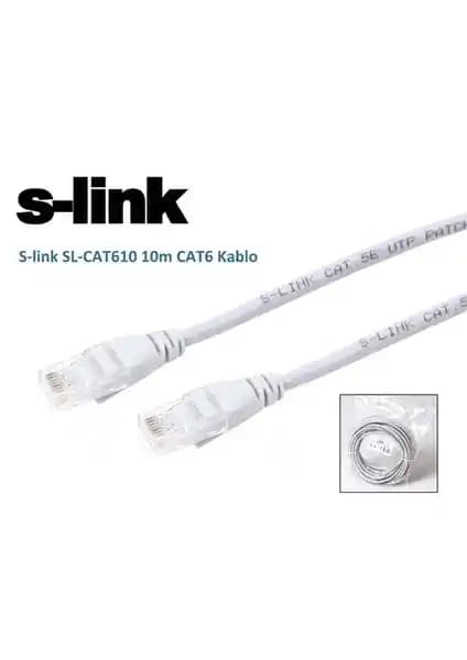 S-Link SL-CAT610 Gri Cat6 Ethernet Kablo 10 Metre Yüksek Performanslı ve Dayanıklı Ağ Bağlantısı