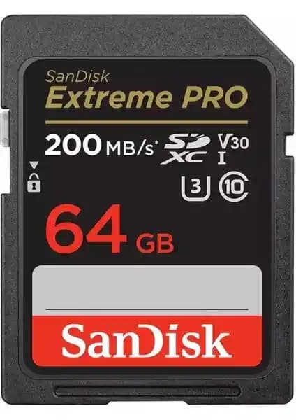 Sandisk Extreme Pro 64GB SDXC Hafıza Kartı 200MB/s Hız ve Güvenilirlikle Yüksek Performans