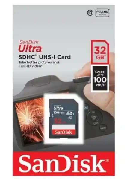 Sandisk Ultra 32GB SDHC Hafıza Kartı 100MB/s Hız ve Güvenilirlik Sağlar