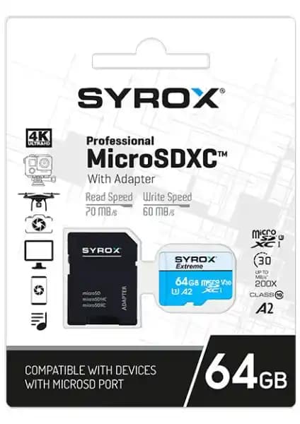 Syrox 64GB Micro SDHC Hafıza Kartı: Güçlü ve Güvenilir Taşınabilir Depolama Çözümü