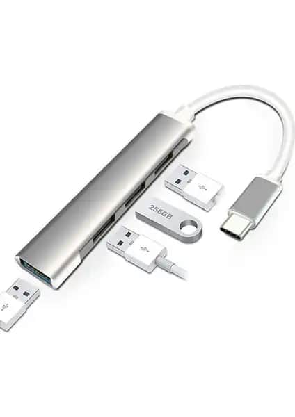Takamura Tip - C 4 Girişli USB Çoğaltıcı: Modern ve Taşınabilir Bağlantı Çözümü