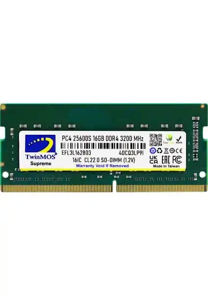 TwinMos DDR4 16GB 3200MHz Notebook RAM Performans ve Güvenilirlik Sunan Bellek Modülü