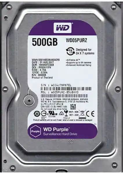 WD Purple 05PURZ 500 GB 3.5 İnç Güvenlik ve Sürekli Çalışma İçin Sabit Diskleri