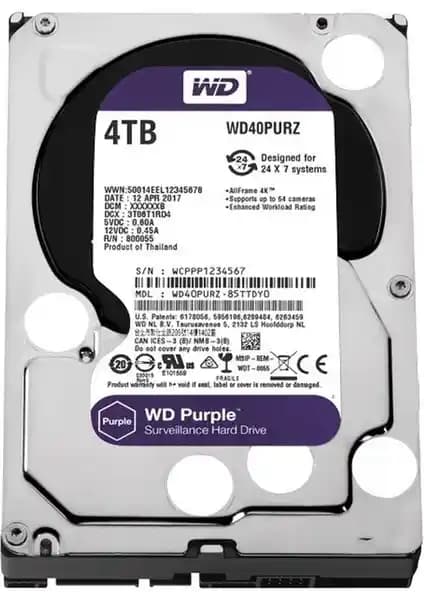 WD Purple 4TB Güvenlik Harddiski: Güçlü Depolama ve Güvenilirlik Özellikleri