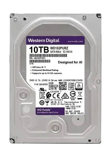 Western Digital 10 TB Purple Sabit Disk WD102PURZ Güvenilir ve Yüksek Kapasiteli Depolama Çözümü