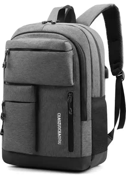 X-Man USB Girişli Çok Bölmeli Dayanıklı Bilgisayar Sırt Çantası Gri Renkli, Ergonomik ve Su Dayanıklı Tasarım