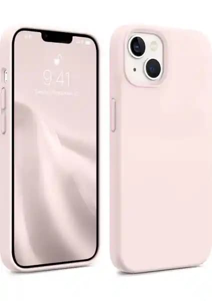 KVK İç Kadife Lansman Silikon Kılıf – Kum Pembe, iPhone 13 ve 14 ile Uyumlu
