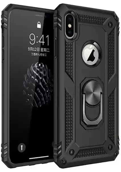 Apple iPhone X için Aqua Aksesuar Metal Yüzüklü Tank Zırh Kılıfı Güçlü Koruma ve Şık Tasarım