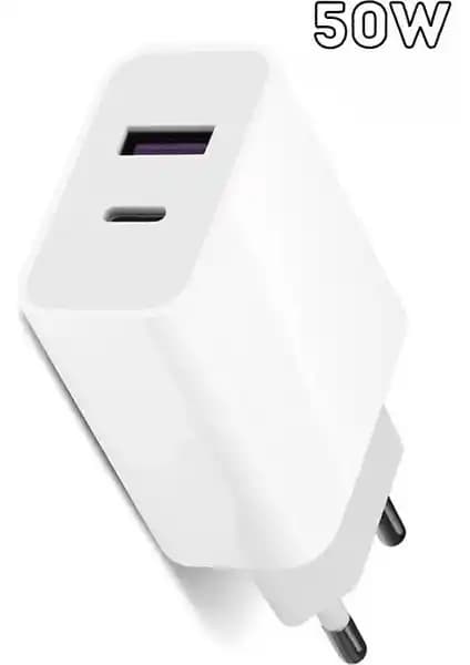 Hiqonic Type-C ve USB Girişli 50W Hızlı Şarj Adaptörü ile Modern Şarj Çözümü