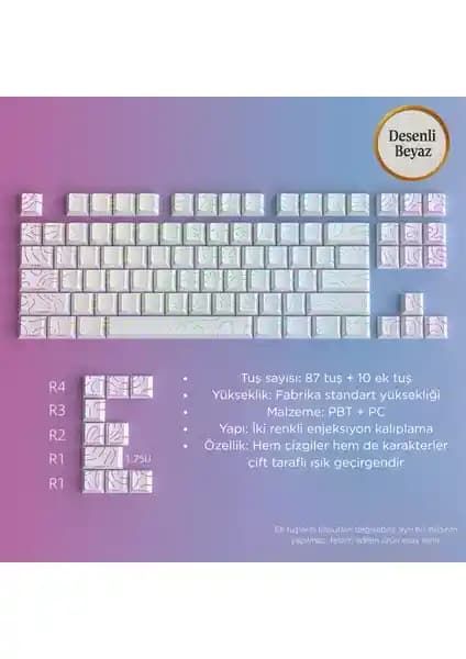 Leaven Mekanik Klavye Kontur Keycaps Seti: Dayanıklı ve Şeffaf Tasarım ile Performansı Artırın