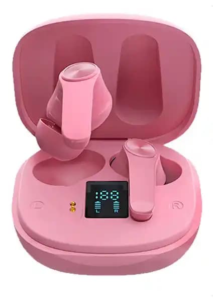 Love City Led Ekranlı Su Geçirmez Bluetooth Kulaklık Pembe Renkli Modern Tasarım ve Yüksek Ses Kalitesi