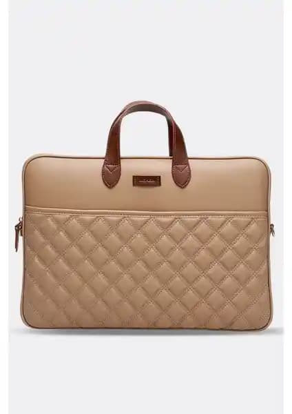 Morca Macbook Air ve Pro 15-16 İnç Evrak Çantası Vizon Renkli Şık ve Dayanıklı Tasarım