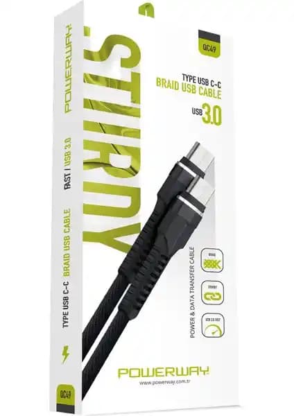 Powerway QC49 Type C to Type C Hızlı Şarj ve Veri Kablosu Türkiye Menşeli