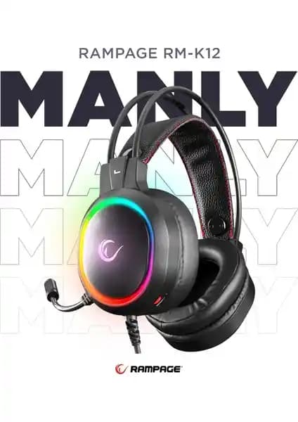 Rampage RM-K12 MANLY Siyah 7.1 USB Surround RGB Oyun Kulaklığı İnceleme ve Özellikleri