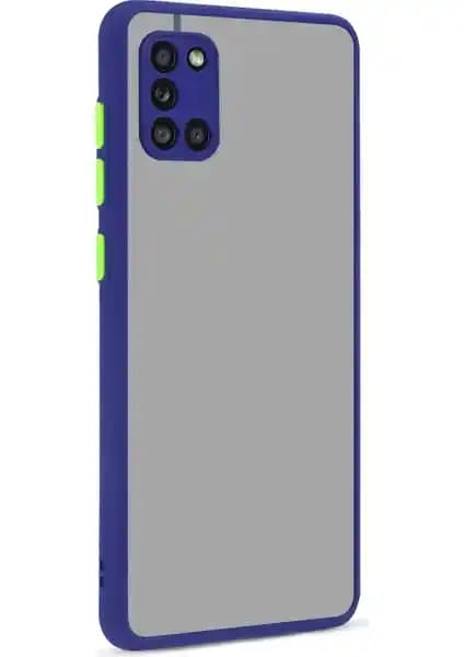 Samsung Galaxy A31 için Renkli Kenarlı ve Kamera Koruyucu Buzlu Kılıf