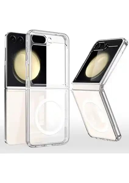 Samsung Galaxy Z Flip 7 için şeffaf ve dayanıklı silikon kılıf, şıklık ve koruma sağlar