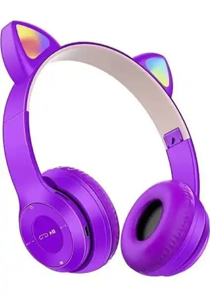 Teknosepetim Kedili Kedi Tasarımlı RGB Bluetooth Kulaklık 24 Saat Pil Ömrüyle Öne Çıkar