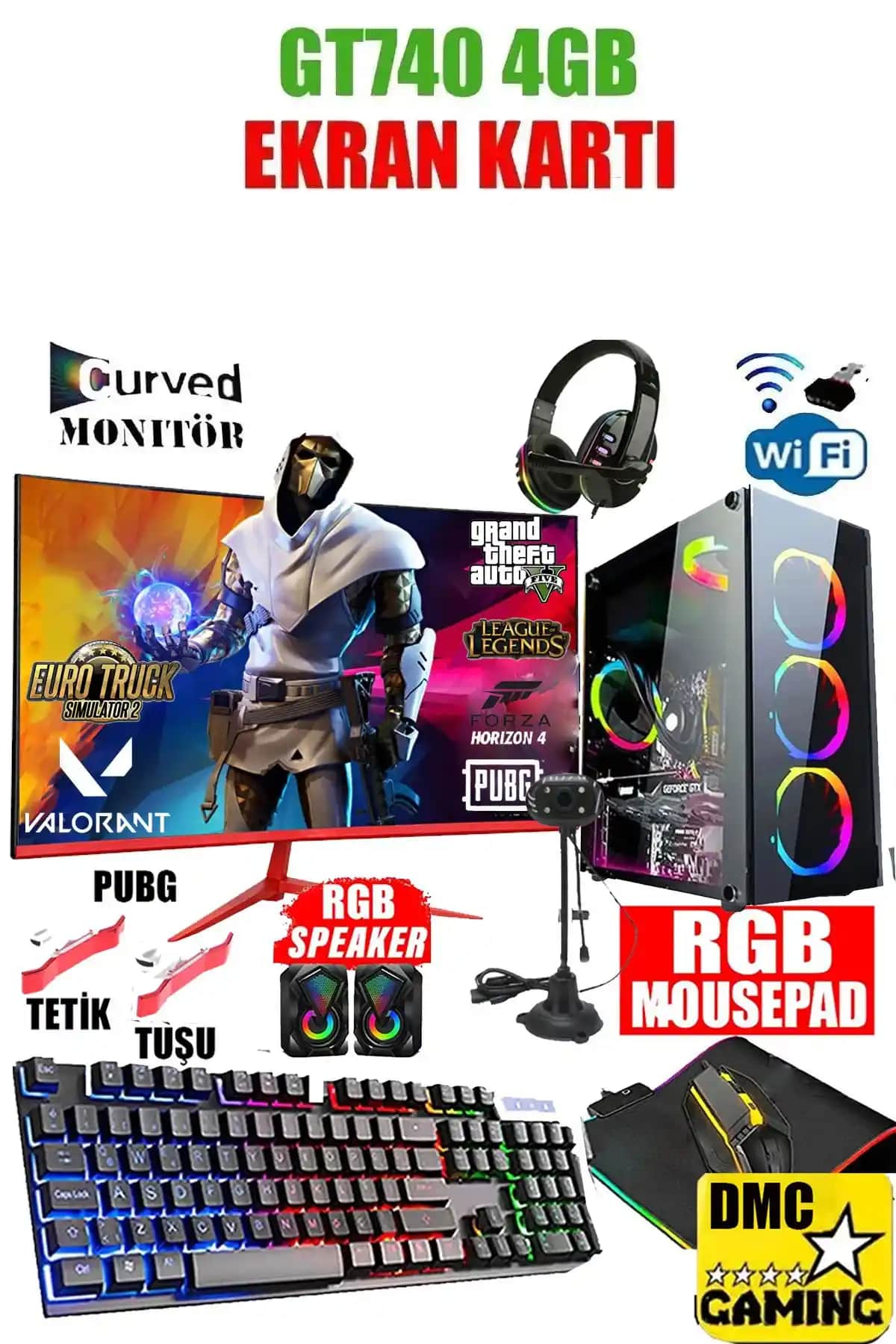 DMC N129x GTA5 Oyuncu Masaüstü Bilgisayarı Güçlü Donanım ve Yüksek Performans