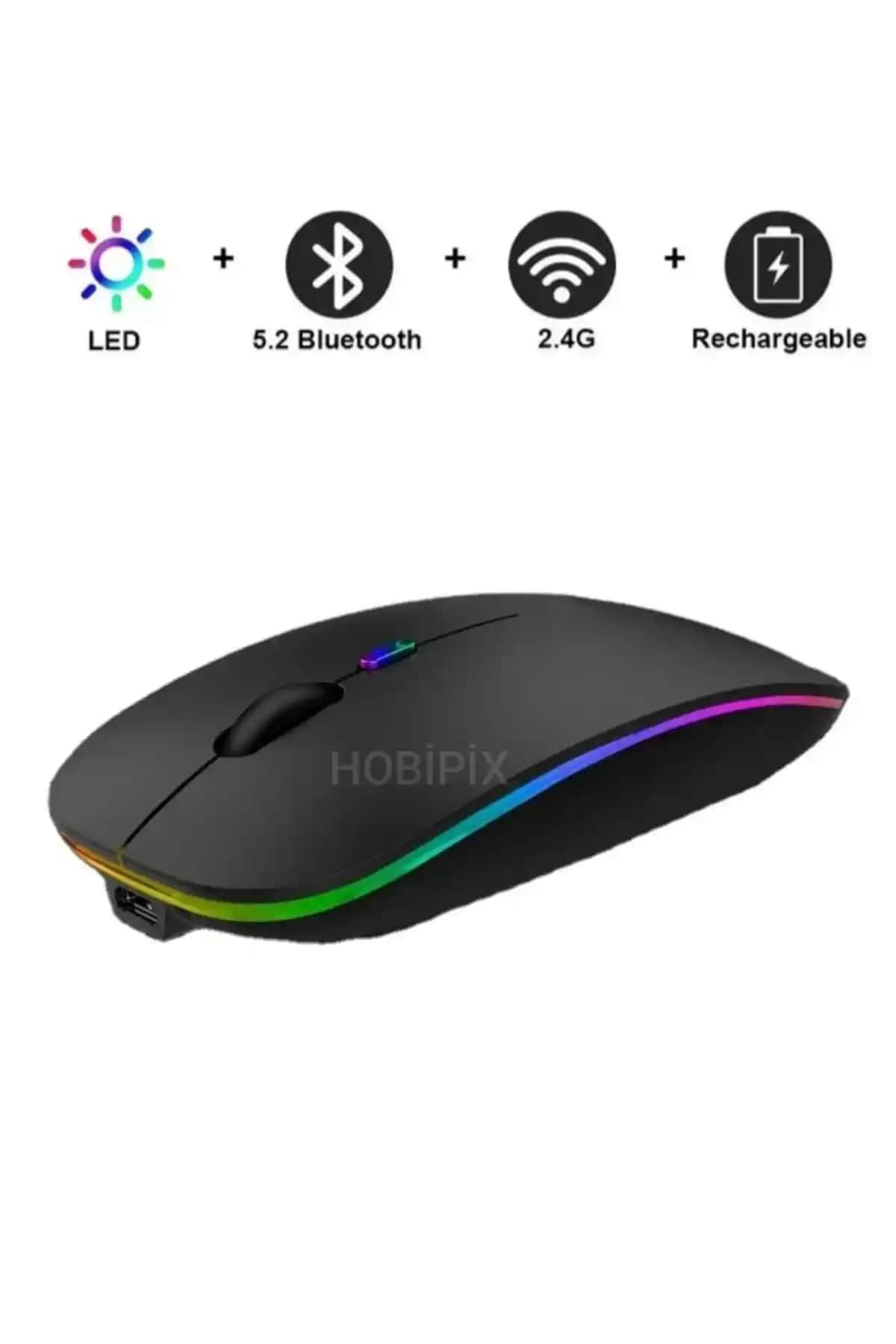 HOBİPİX Kablosuz RGB Işıklı Sessiz Fare: Ergonomik ve Yüksek Hassasiyetli Kullanım