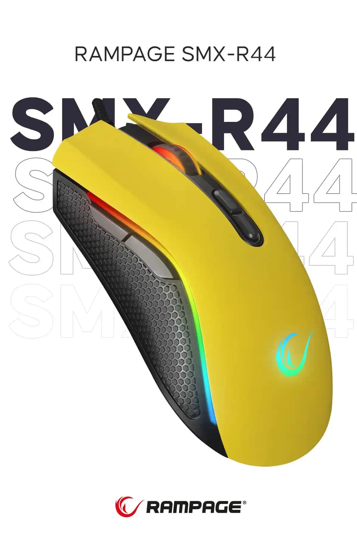Rampage SMX-R44 Makrolu Sarı Gaming Oyuncu Mouse Yüksek Hassasiyet ve RGB Aydınlatma ile