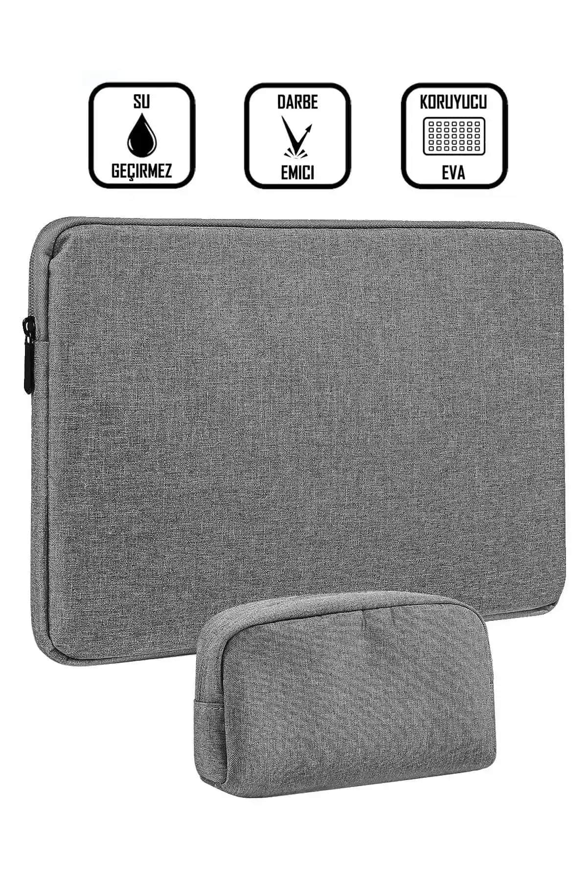 Modawest Gri MacBook Kılıfı 13-16.9 inç uyumlu şarj saklama çantası dayanıklı ve şık