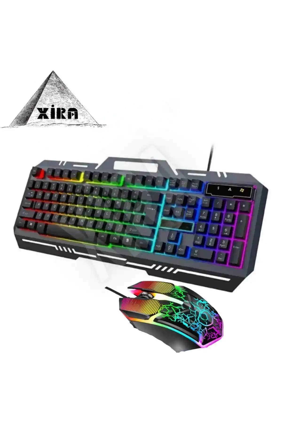 XİRA Metal Kasa RGB 2in1 Oyuncu Seti Türkçe Q Klavye ve RGB Mouse ile Yüksek Performans