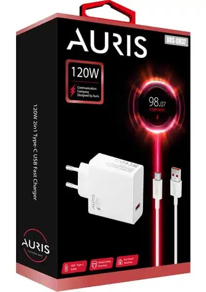 Auris 120W USB Type-C Şarj Seti Hızlı ve Güvenli Şarj Çözümü