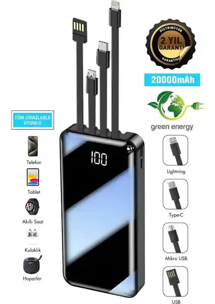 Hakopro 20.000 mAh Çoklu Bağlantılı Dijital Gösterge Powerbanki Günlük Kullanım İçin