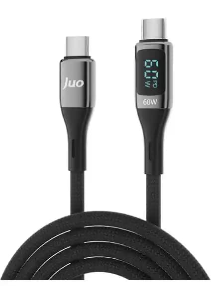Juo 60W Dijital LED Ekranlı USB Type-C Kablo ile Hızlı ve Güvenli Bağlantı
