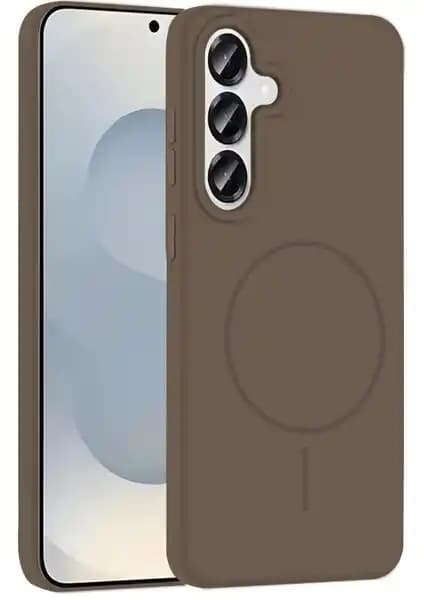 Kahverengi Şık ve Koruyucu MagSafe Uyumlu Telefon Kılıfı Jully Kapak S25