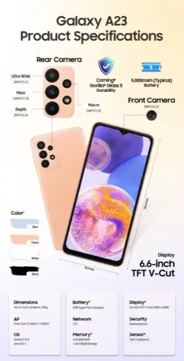 Samsung Galaxy A23 Özellikleri: Orta Segmentte Dengeli Performans ve Güncel Donanım