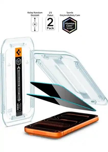 Spigen iPhone 17 Pro ve 16 Pro Uyumlu Hayalet Cam Ekran Koruyucu Güçlü ve Estetik Koruma