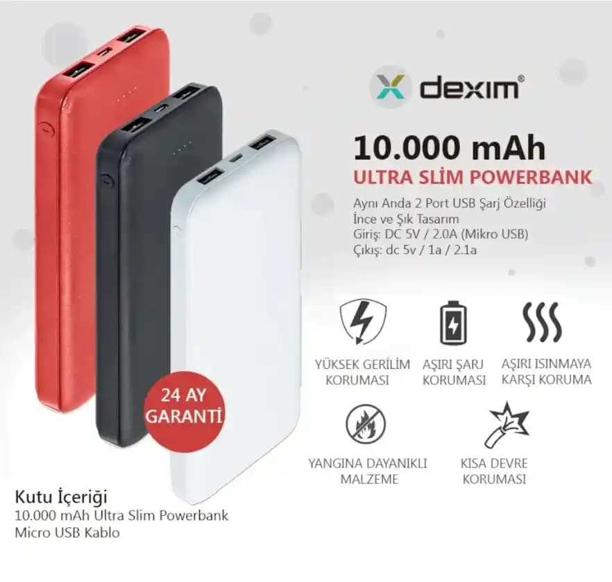 DEXIM 10000 mAh Powerbank ile Mobil Cihazlarınızı Güçlendirin