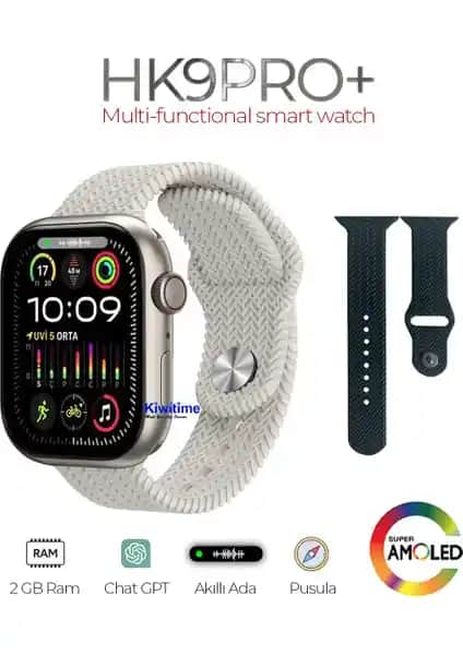 Kiwitime Watch 9 Serisi Hk9 Pro Plus ve Samsung Galaxy Fit3 Akıllı Saat Karşılaştırması