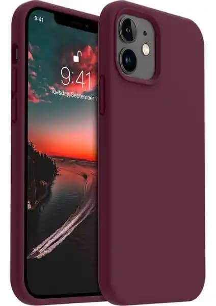 KVK Privacy Apple iPhone 12/12 Pro Bordo Kadife Soft Silikon Kamera Korumalı Kılıf
