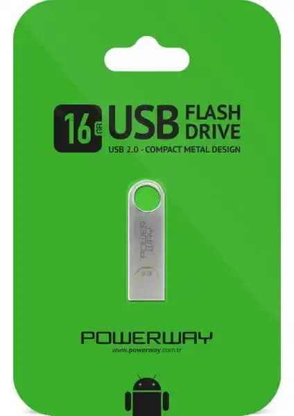 Powerway 16 GB Metal USB Flash Bellek: Dayanıklı ve Şık Depolama Çözümü