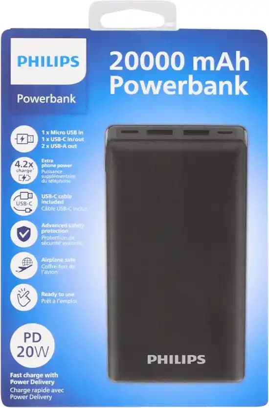 Philips Powerbank 20000: Yüksek Kapasiteli ve Hızlı Şarj Özelliğiyle Günlük Kullanım İçin Uygun