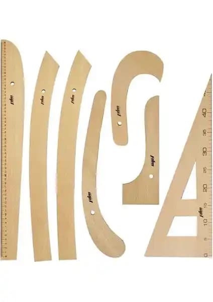 İşkur Makine 7 Parçalık Ahşap Riga Takımı - Modelist ve Terzilik İçin Hassas Ölçüm Seti