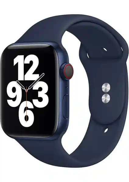 Apple Watch 3-6 için Gece Mavisi Silikon Kayış 42mm ve 44mm Uyumlu