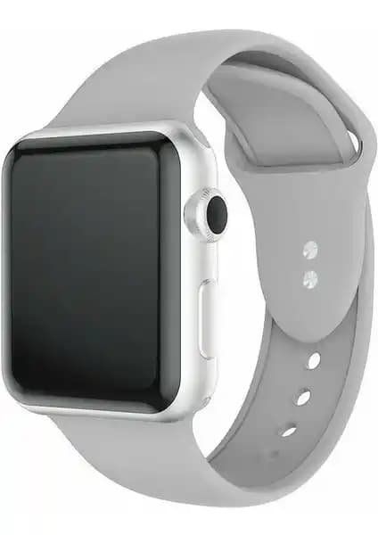 Apple Watch 3-6 Uyumlu Silikon Kayış Gri 42-44 mm Dayanıklı ve Konforlu Tasarım