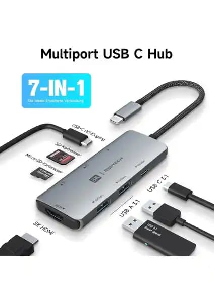 Çok Fonksiyonlu USB-C Hub: Yüksek Çözünürlük ve Hızlı Bağlantı Özellikleri