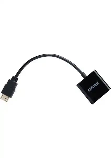 Dark HDMI to VGA Dijital - Analog Dönüştürücü Kablo Yüksek Çözünürlüklü Görüntü Aktarımı İçin