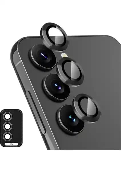 Fibaks Samsung Galaxy S24 Uyumlu Kamera Lens Koruyucu Cam ve Uygulama Aparatlı Seti