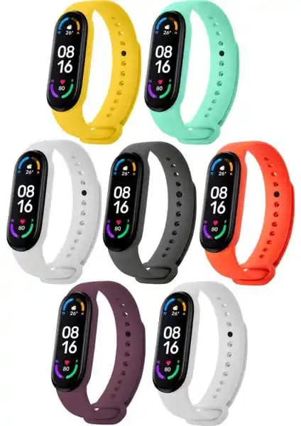Hoffice Xiaomi Mi Band 5 ve Mi Band 6 Uyumlu Renkli Silikon Kordon Seti