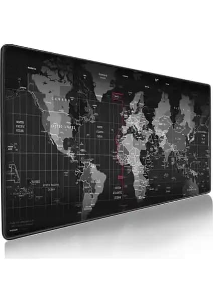 İrontech 90x40 cm Siyah Dünya Desenli Kaydırmaz Taban Mousepad Güncel Özellikler