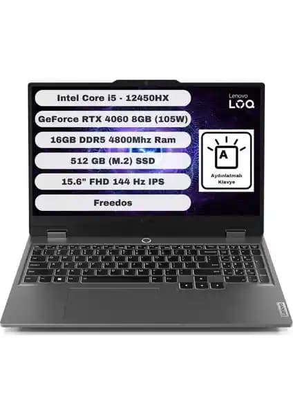 Lenovo LOQ Intel Core i5 12450HX ile Yüksek Performans ve Taşınabilirlik Sunan Dizüstü Bilgisayar