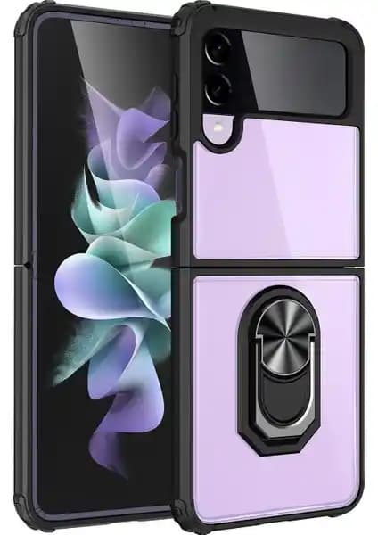 Samsung Galaxy Z Flip 3 için dayanıklı ve şık silikon kılıf, manyetik kapak ve stand özellikleriyle